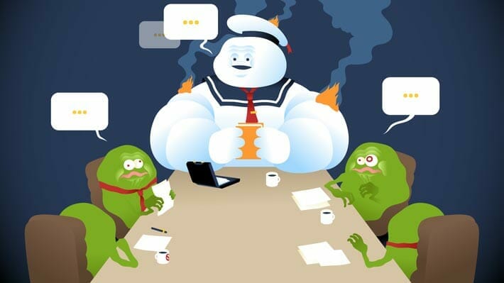 Stay-puft Marshmallow Man business meeting