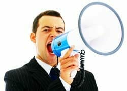 Man Yelling in a Megaphone