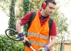 Landscaper Working in Yard