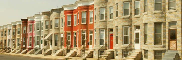 Housing authority row homes in a city