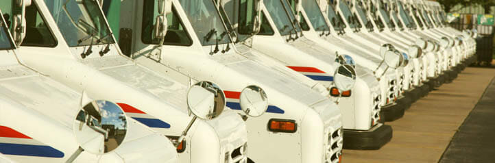 Post office trucks ready to deliver mail