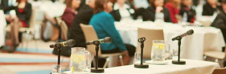 Microphones at a conference table