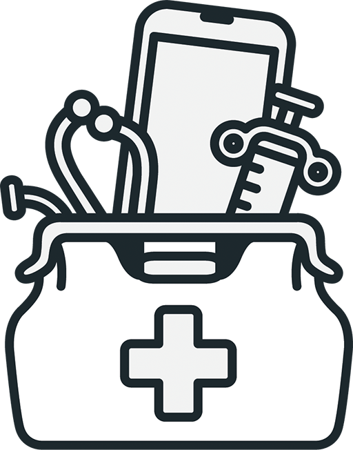 Cell Phone In Medical Bag Icon
