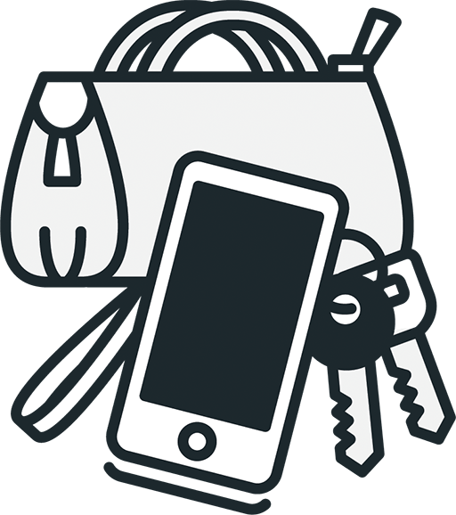 Cell Phone And Purse Keys Icon