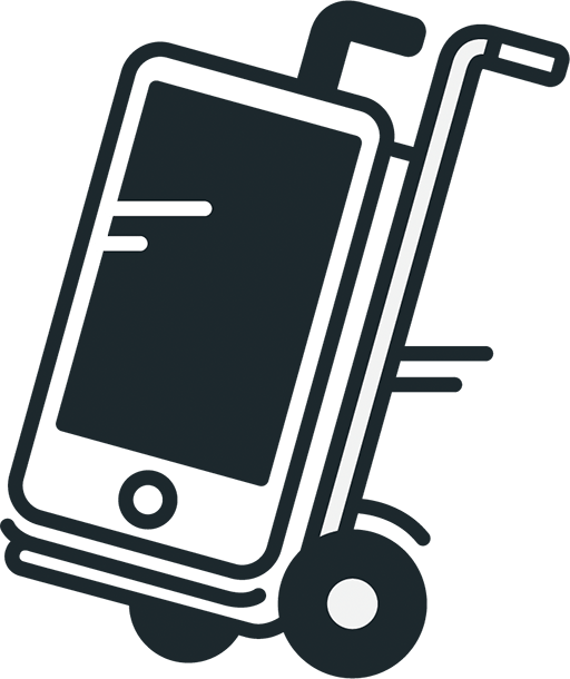 Cell Phone On Hand Truck Icon