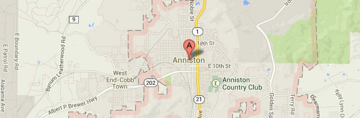 Map of Anniston, Alabama
