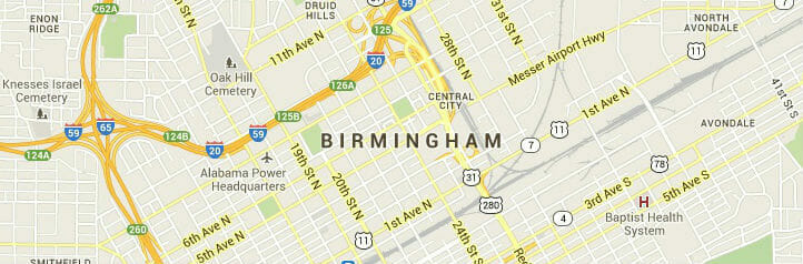 Map of Birmingham, Alabama