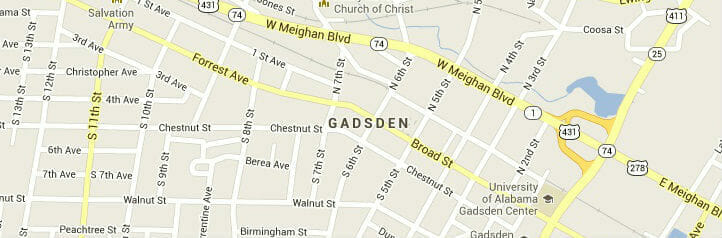Map of Gadsden, Alabama