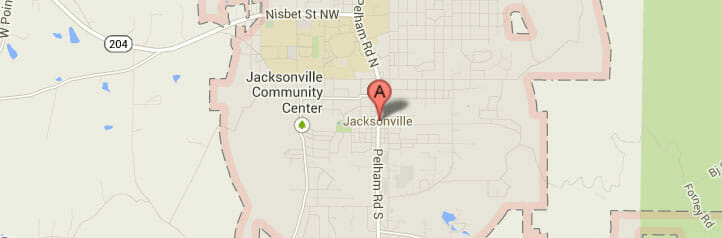 Map of Jacksonville, Alabama