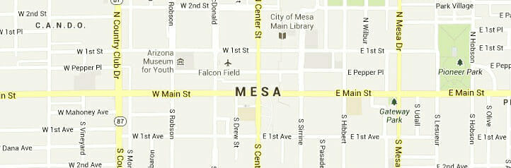 Map of Mesa, Arizona