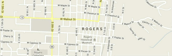 Map of Rogers, Arkansas