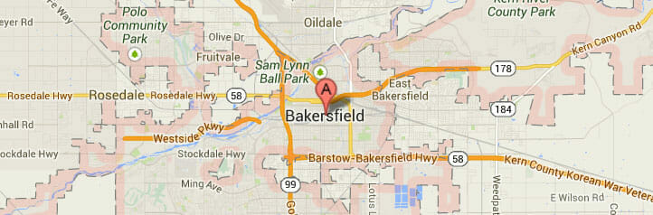 Map of Bakersfield, California