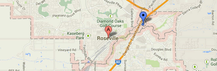 Map of Roseville, California