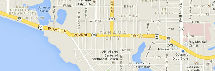 Map of Panama City, Florida