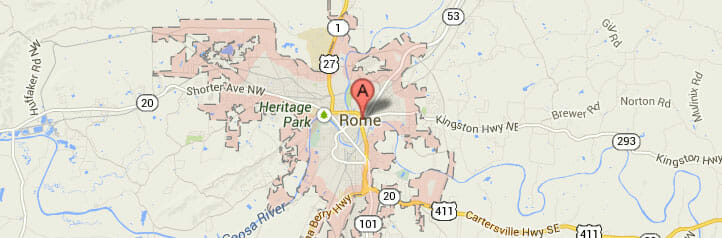 Map of Rome, Georgia