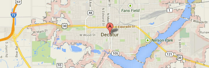 Map of Decatur, Illinois