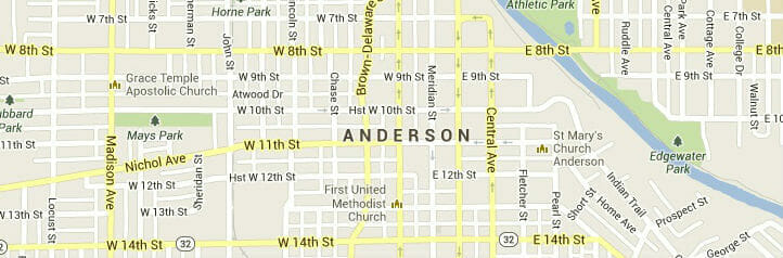 Map of Anderson, Indiana