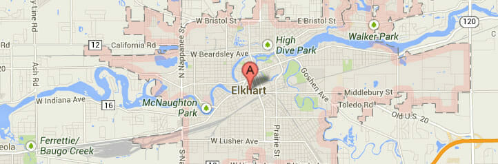 Map of Elkhart, Indiana
