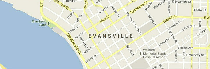 Map of Evansville, Indiana
