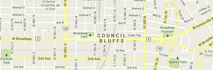 Map of Council Bluffs, Iowa