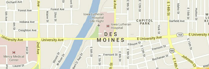 Map of Des Moines, Iowa