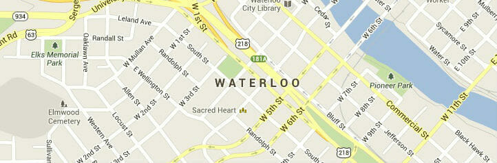 Map of Waterloo, Iowa