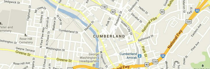 Map of Cumberland, Maryland