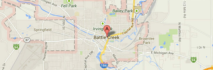 Map of Battle Creek, Michigan