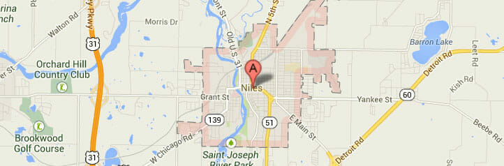 Map of Niles, Michigan