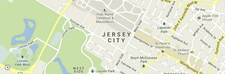 Map of Jersey City, New Jersey