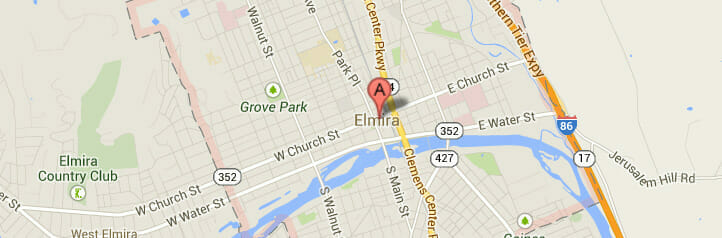 Map of Elmira, New York