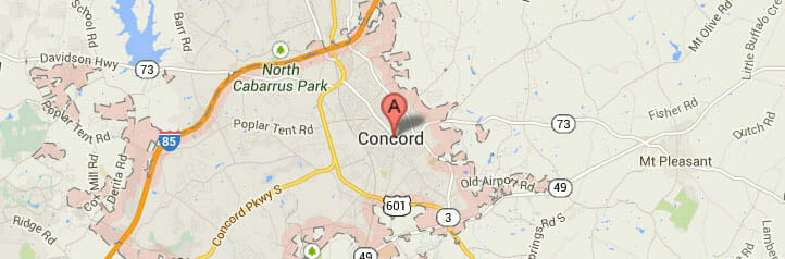 Map of Concord, North Carolina