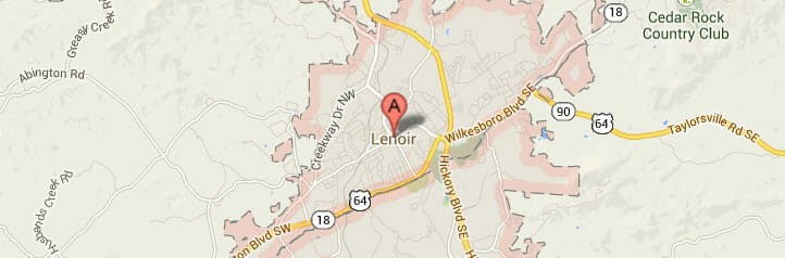 Map of Lenoir, North Carolina