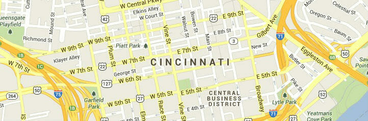 Map of Cincinnati, Ohio