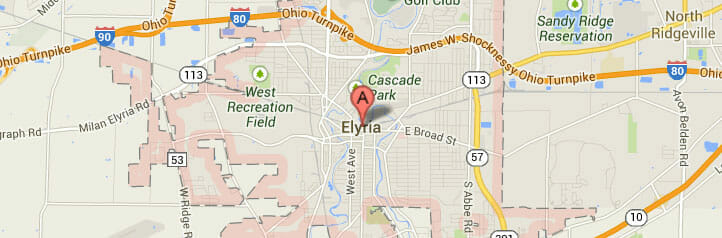 Map of Elyria, Ohio