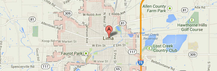 Map of Lima, Ohio