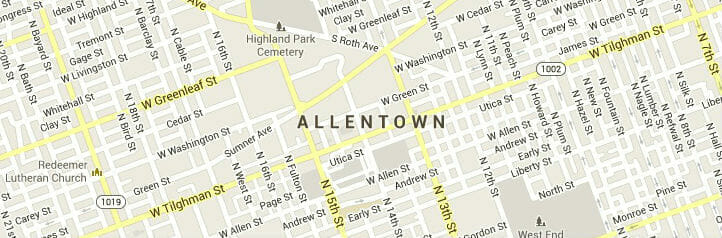 Map of Allentown, Pennsylvania