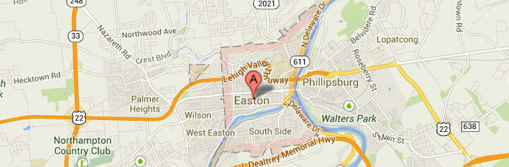 Map of Easton, Pennsylvania