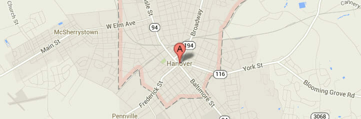 Map of Hanover, Pennsylvania