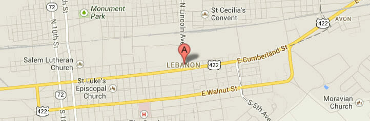 Map of Lebanon, Pennsylvania