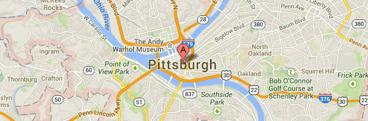 Map of Pittsburgh, Pennsylvania