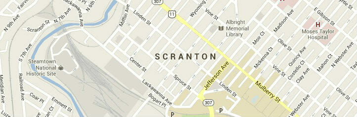 Map of Scranton, Pennsylvania