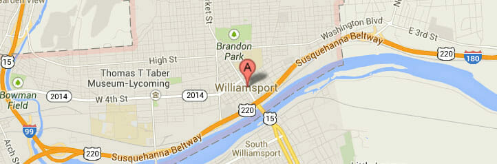 Map of Williamsport, Pennsylvania