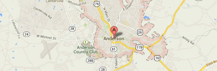 Map of Anderson, South Carolina