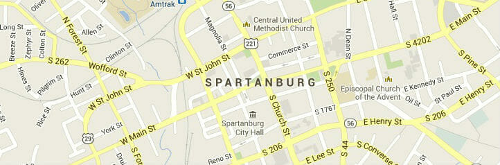 Map of Spartanburg, South Carolina