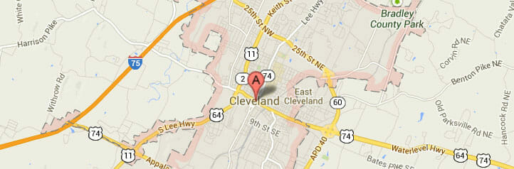 Map of Cleveland, Tennessee