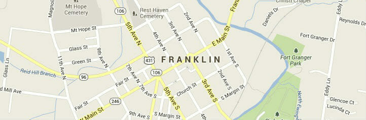 Map of Franklin, Tennessee