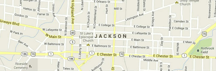 Map of Jackson, Tennessee