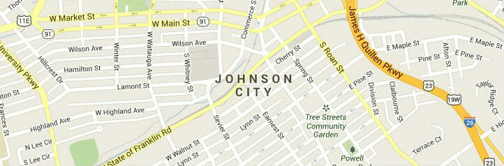 Map of Johnson City, Tennessee