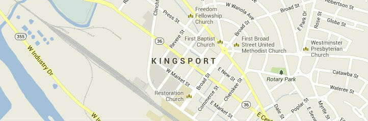 Map of Kingsport, Tennessee
